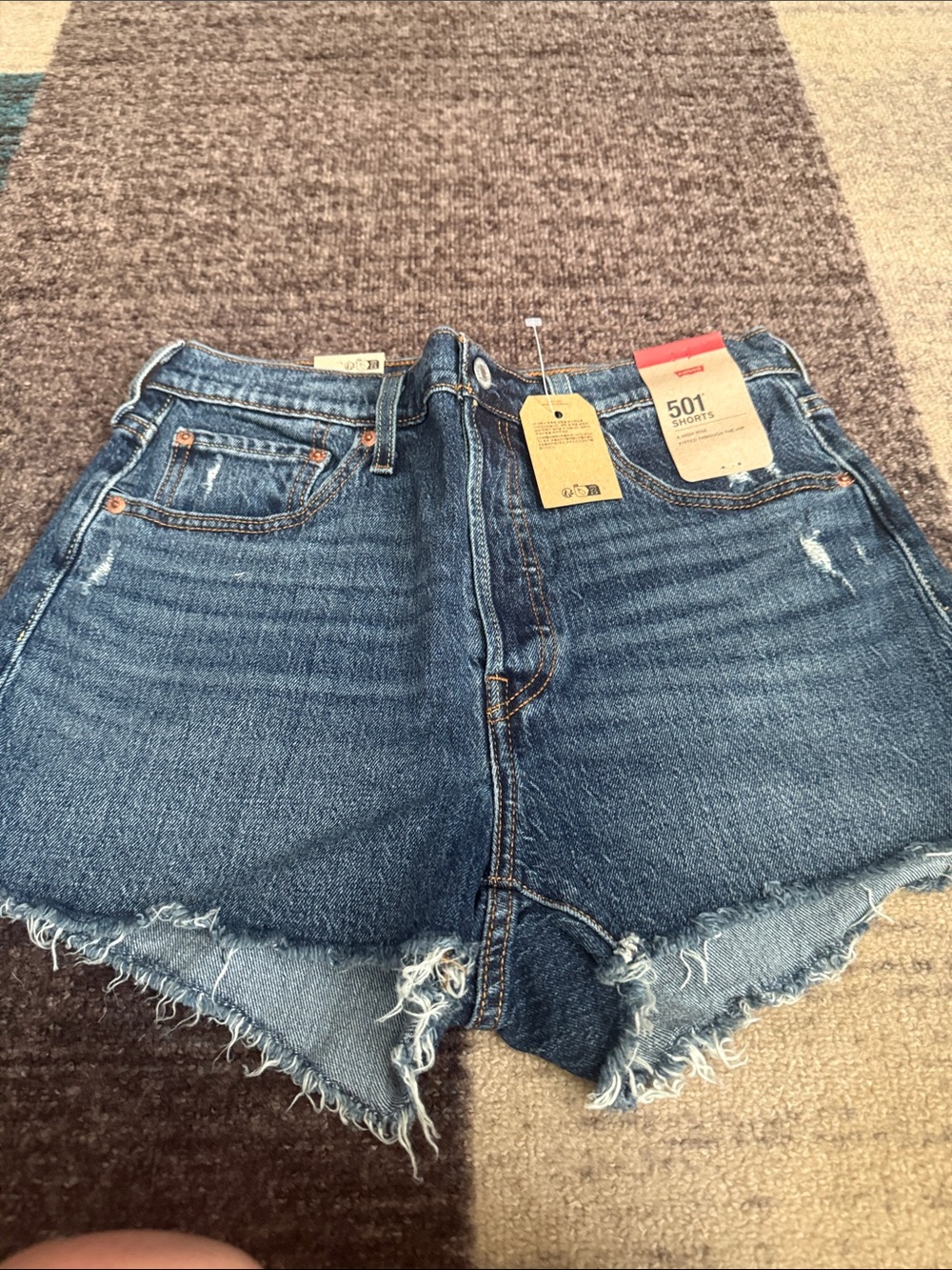 Levi's Women's Blue Distressed High-Rise Denim Shorts